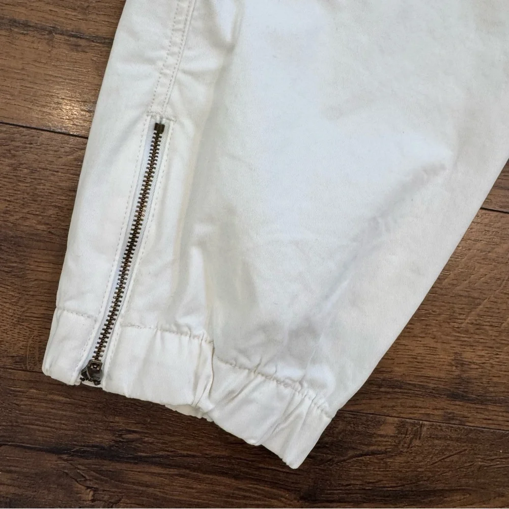 Banana Republic Authentic Chino Jogger Pants Size 14 White Zip Ankle Length